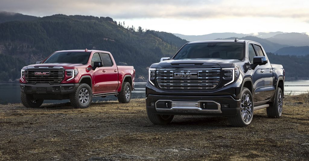 2026 GMC Sierra 1500 lineup showcasing trims like Pro, SLE, Elevation, SLT, AT4, and Denali with bold styling and advanced capability.