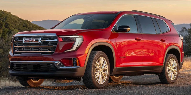 2026 GMC Acadia red SUV front exterior view